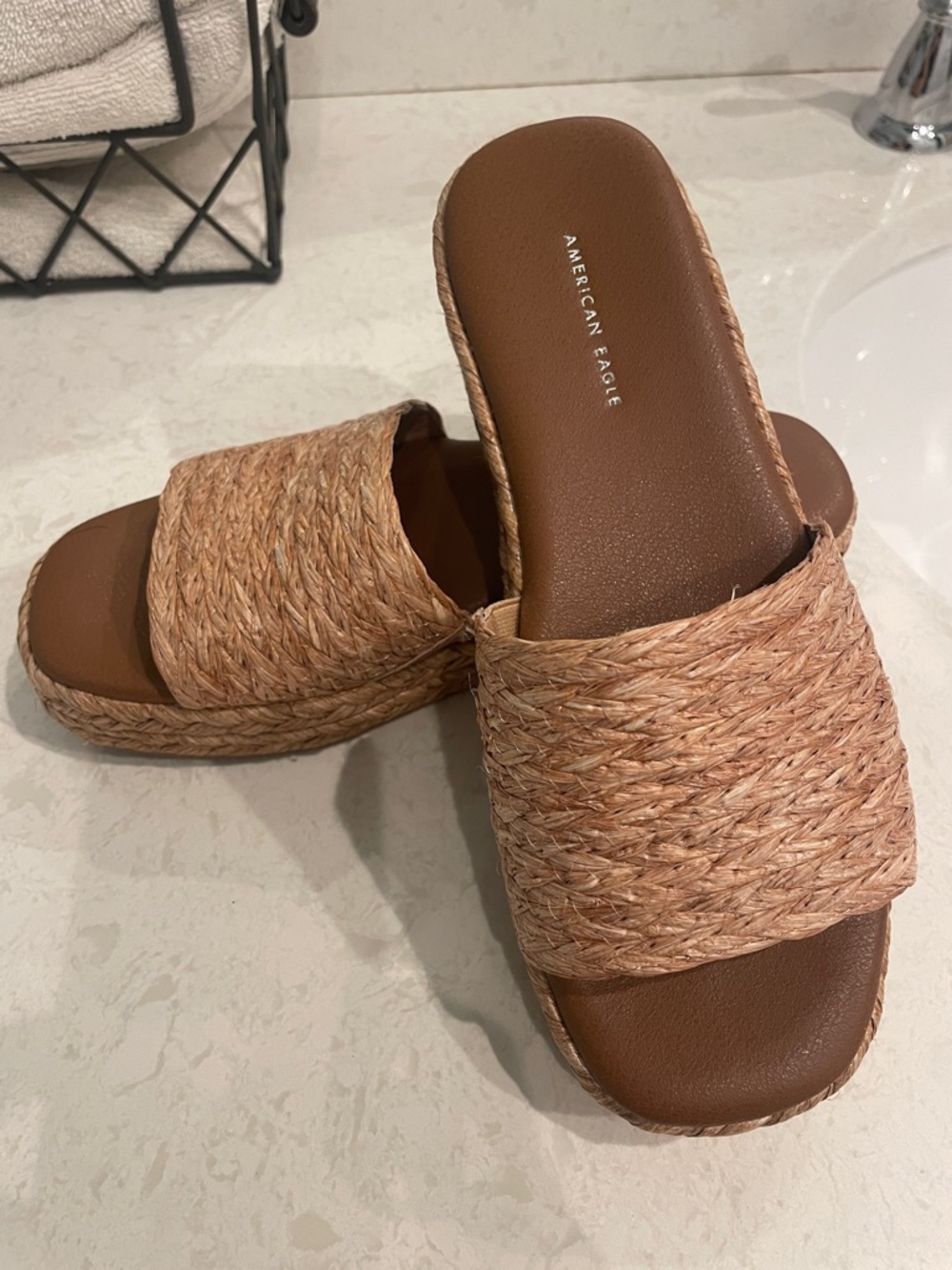 American Eagle Outfitters Brown Braided Slide Sandals - Picture 2 of 9